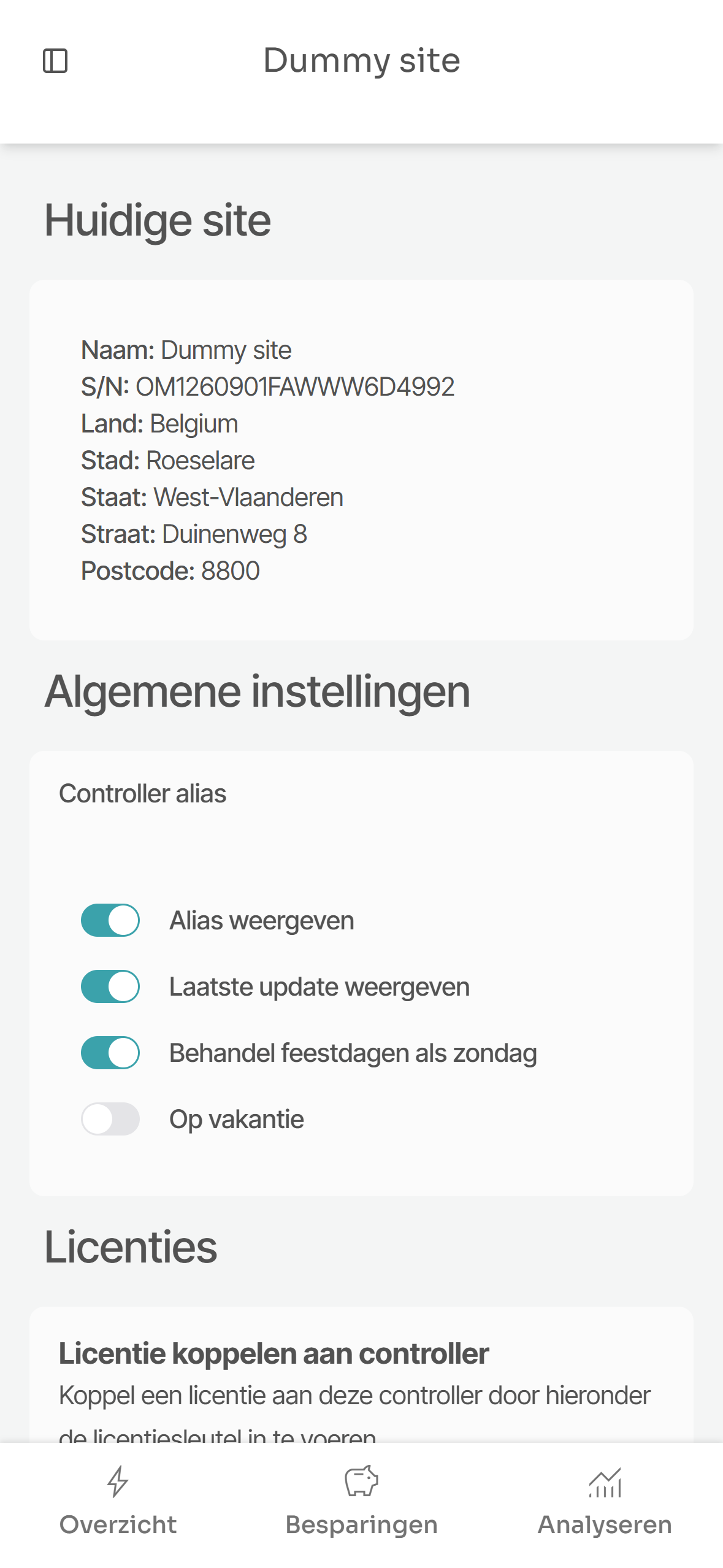 Menu van de Slimmie App met de optie Instellingen