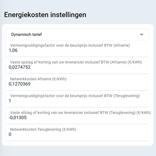 App Energy Prices Setting