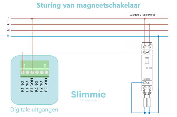Relais sturing magneetcontact